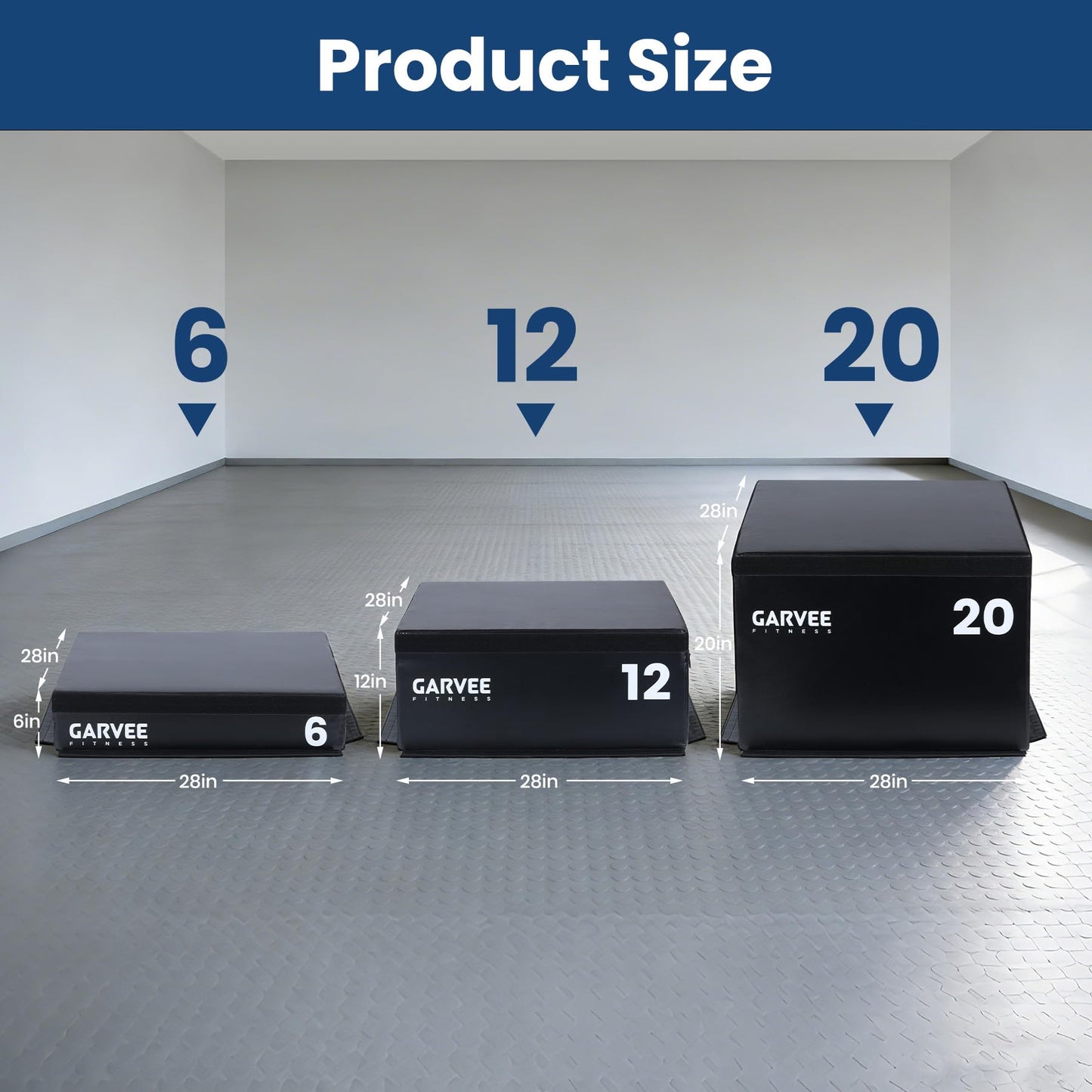 Garvee Stackable Plyo Box 20 Inch, Adjustable Plyometric Jump Box, Soft Foam Step Up Boxes for Home Gym Workouts, Soft Plyo Box for Professional Strength, HIIT, Step-Ups, and Agility Training