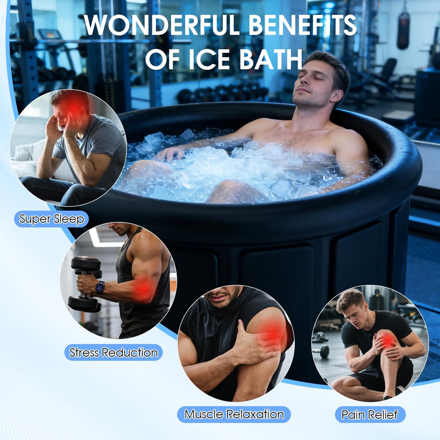 Ice Bath Tub for Athletes - Extra Large Cold Plunge Tub for Muscle Recovery & Cold Water Therapy, Portable Multi-Layer Ice Bath for Home, Gym, Backyard, Spa, Indoor & Outdoor Use (Black, 30X31.5 IN)