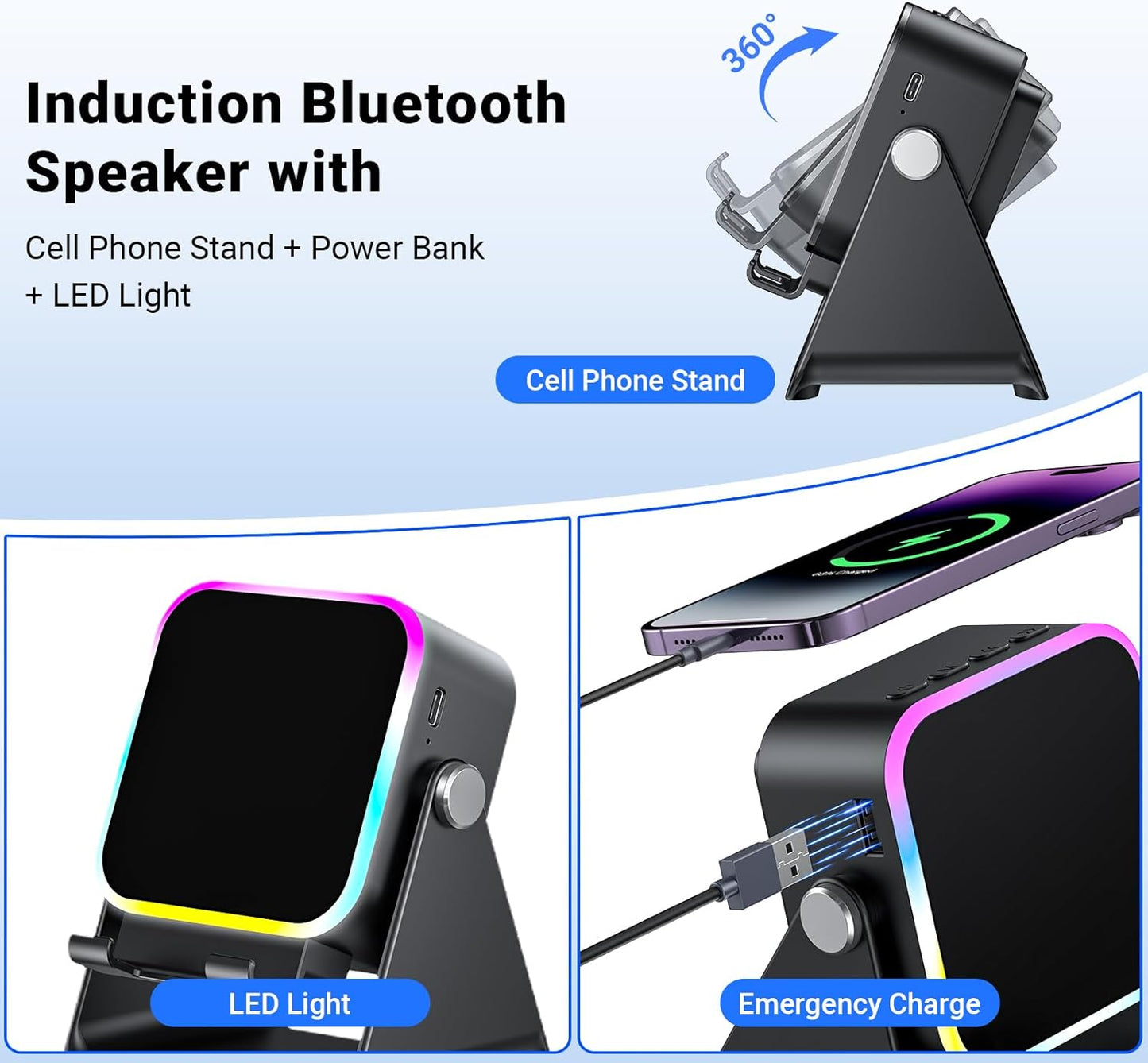 AIKELA 5 1 Induction Speaker with Phone Stand in Wireless Induction Bluetooth Audio for iPhone Android Phone Speakers