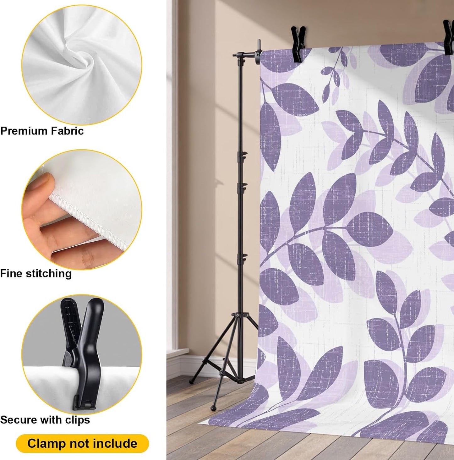 Generic 10 8 Farm Plant Leaf Photo Backdrop for Photoshoot, x FT Lavender Purple Branch Leaves Linen Texture Photo