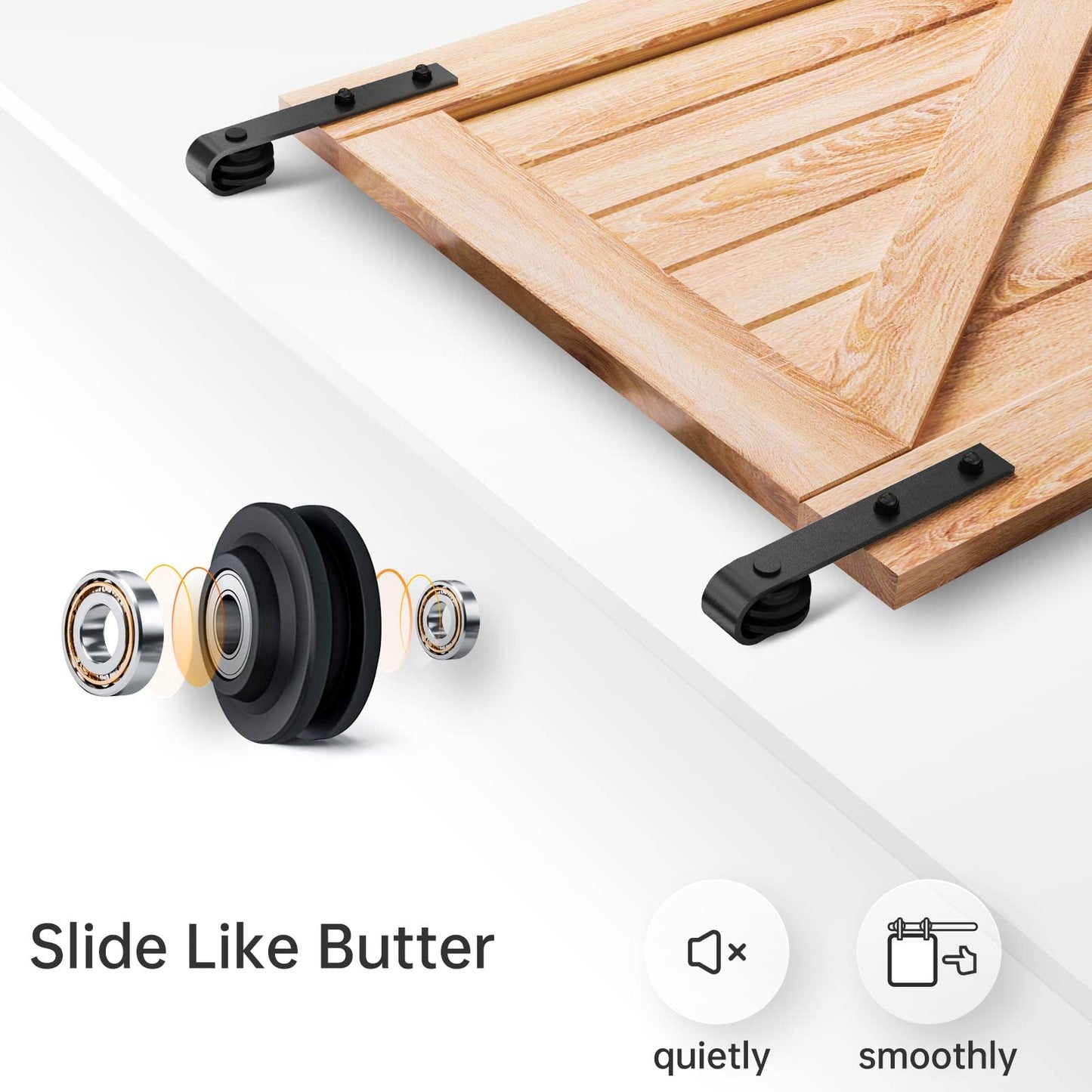 EaseLife 5.5 FT Heavy Duty Sliding Barn Door Hardware Track Kit,Basic J Pulley,Slide Smoothly Quietly,Easy Install (5.5FT Track Kit for 30"~33" Wide Single Door)