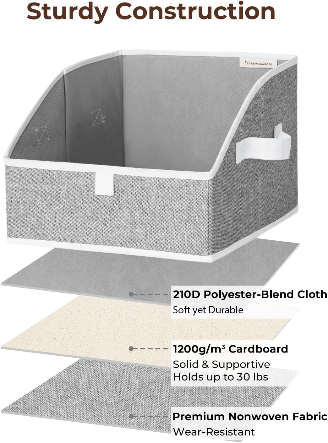 StorageWorks Trapezoid Closet Storage Bins - Foldable Fabric Organizing Baskets, Small, Gray | 3-Pack