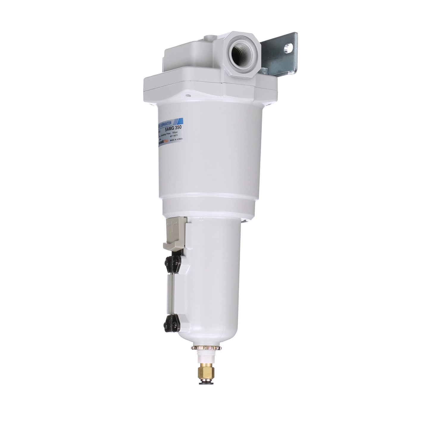PneumaticPlus SAMG350-N04BD-MEP Air Drying Unit 1/2" NPT Water Separator, Metal Bowl Pipetype Sight Glass with N.C. internal Auto Drain, 52 SCFM, Bracket