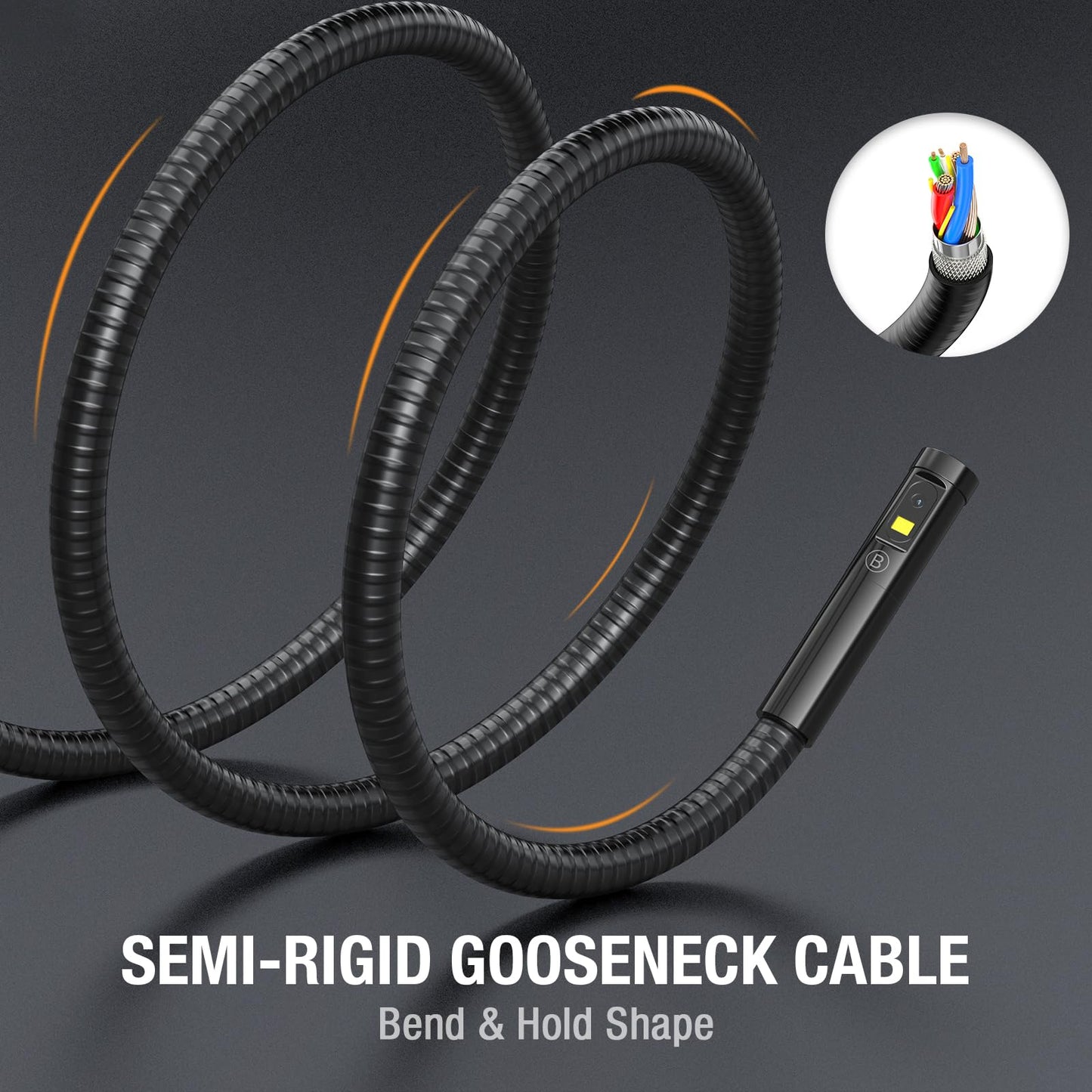 Triple Lens Borescope Inspection Camera, Teslong Professional Endoscope with Light, Digital Video Scope Camera, 5" IPS Screen, Waterproof Flexible Cable for Automotive/Home/Wall/Pipe/Car (16.5FT)