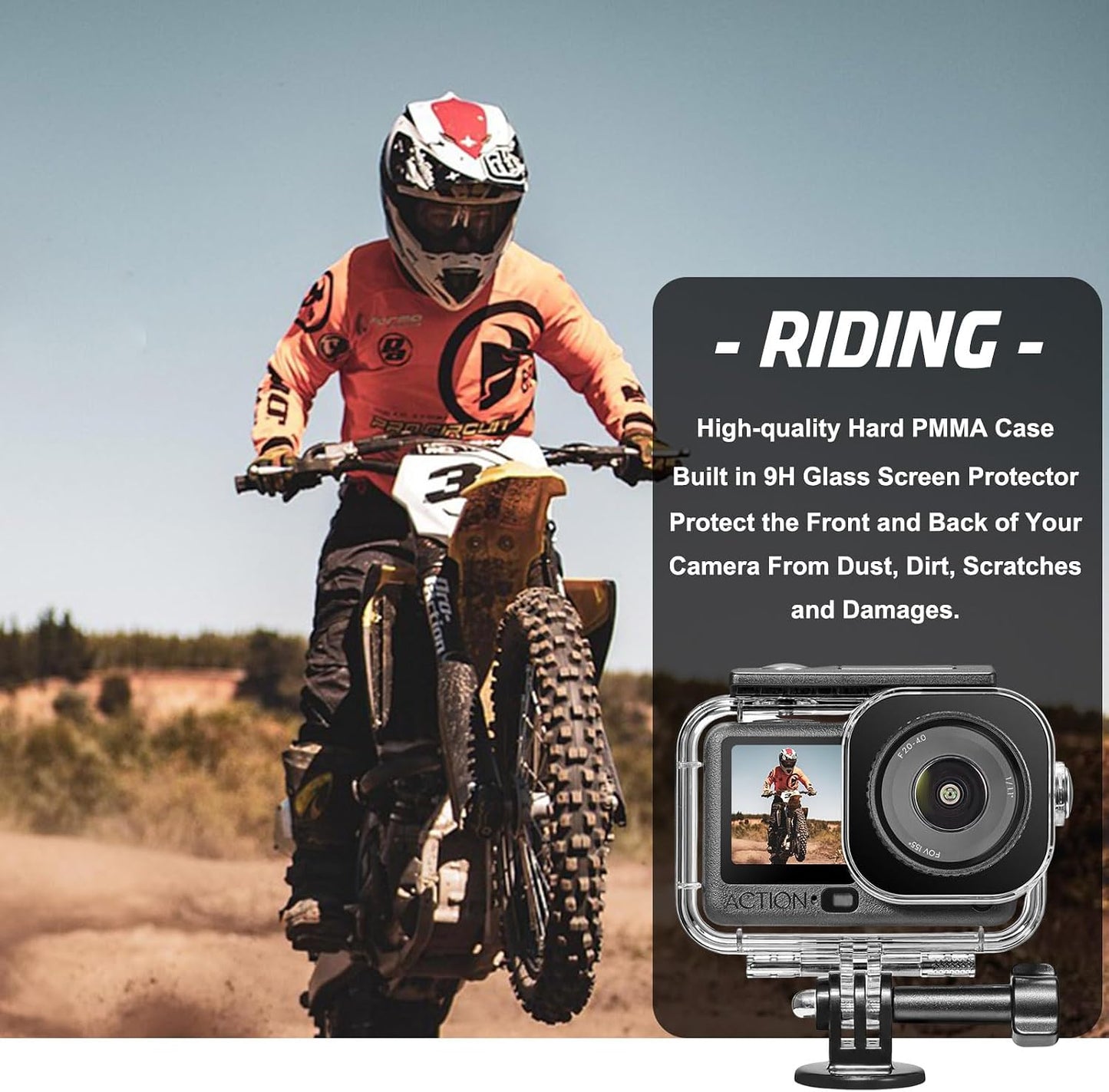 BO&DQQ 6 196FT/60M Underwater Waterproof Case Compatible with DJI Osmo Action Camera, Dive Diving Housing Cover Shell