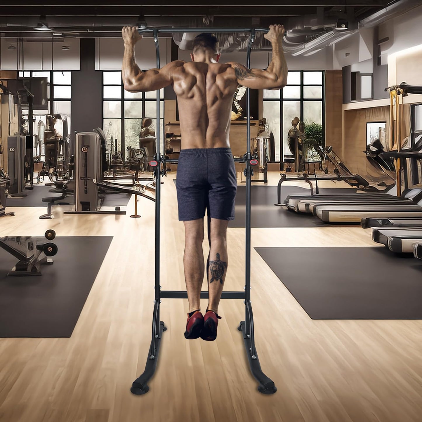 LSKSSNG Power Tower Dip Station Pull Up Bar Exercise Tower, Adjustable Height Dip Bar Power Tower for Multi-Function Full Body Strength Training Fitness Equipment, Pull Up Stand for Home Office Gym