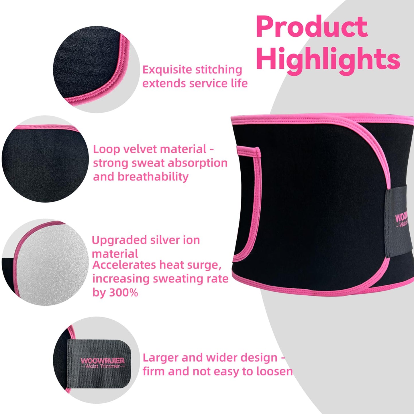 Waist Trainer for Women & Men, Sweat Band for Stomach Weight Loss, Sweat Belt for Women Lower Belly Fat-Pink-M