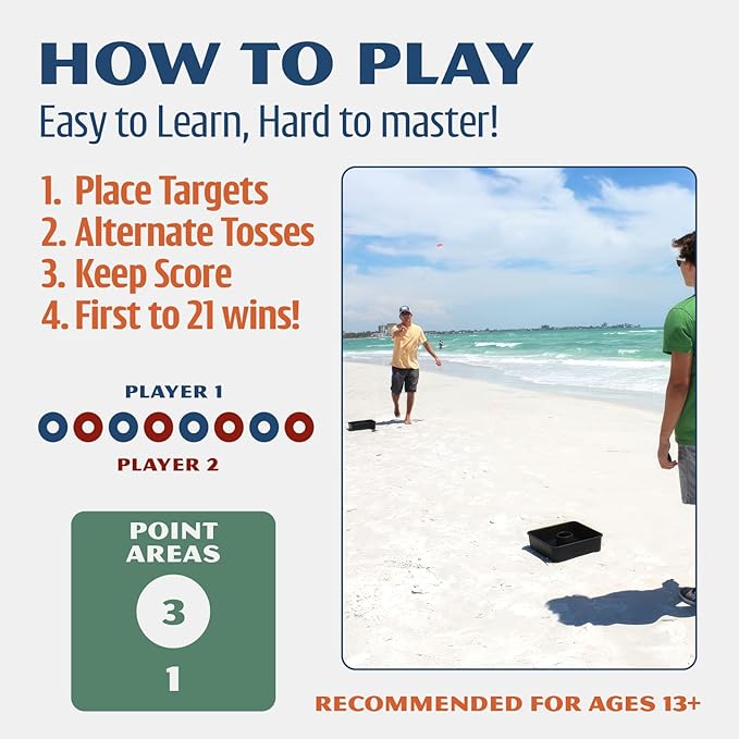 Driveway Games All Weather Washoos Washer Toss Game Set - Portable Outdoor Lawn Games for Adults and Kids, Summer, Camping, Tailgates & Beach – Includes 8 Pitching Rings & Toss Targets