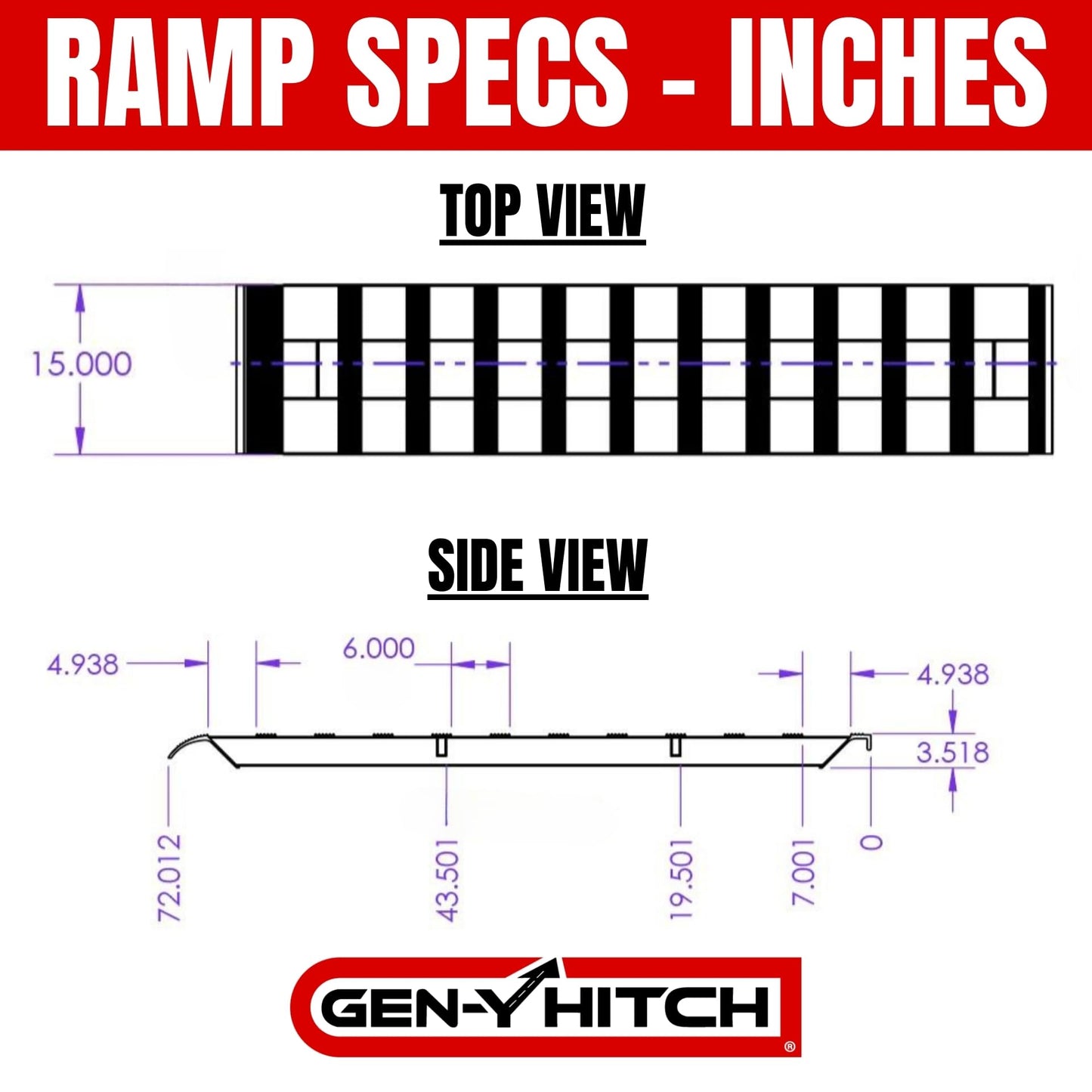GEN-Y Hitch Extreme Duty Aluminum Loading Ramps - Set of 2, 6 Feet Long x 15 Inches Wide, 10000 LBS Capacity, Hybrid Hook and Plate Ends, Serrated Cross Rungs for Maximum Traction