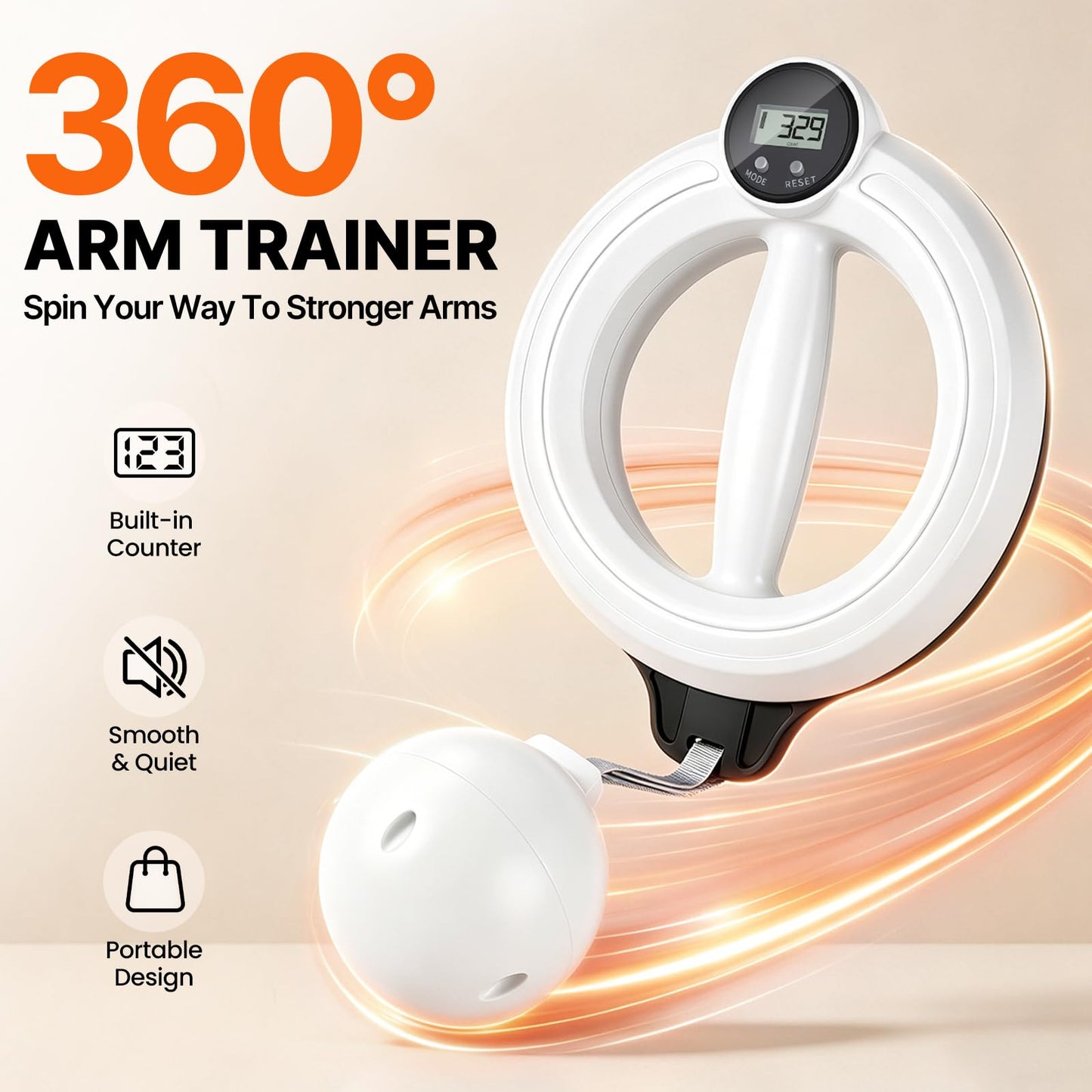 Lqyom 360° Arm Trainer for Men & Women, Hand-Crank Forearm & Shoulder Workout Equipment, Wrist & Chest Exercise Tool, Infinity Hoop for Arms, Upper Body Training for Home Fitness