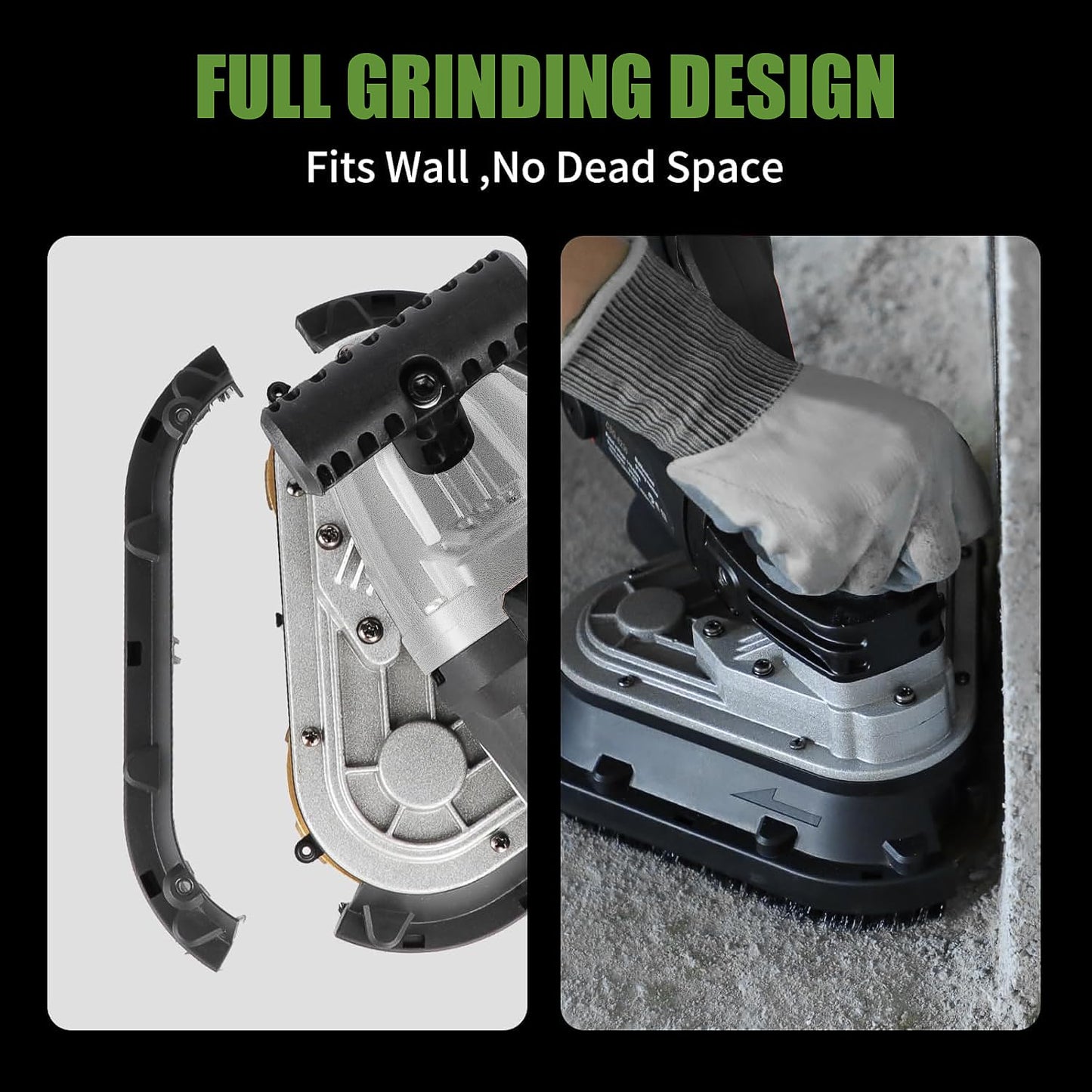 GLAUCUS 4" 3-Head Concrete Grinder, 2450W Concrete Floor Grinder with Bristle Dust Shroud & Vacuum, 6-Speed Diamond Grinding Machine for Concrete, Marble, Granite, Cement Floor Wall Polishing