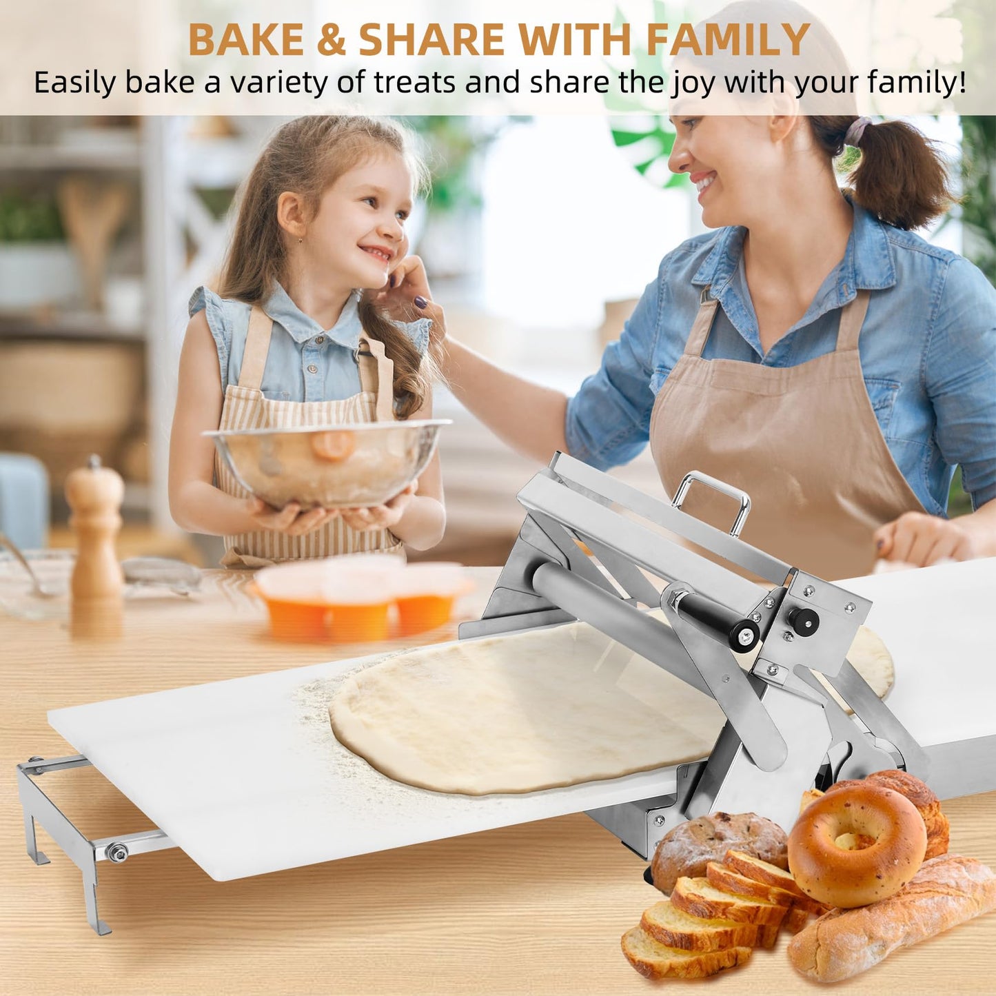 Folding Dough Sheeter (15.8"), Countertop Dough Sheeter (Upgrade15.8" Folding Dough Sheeter)