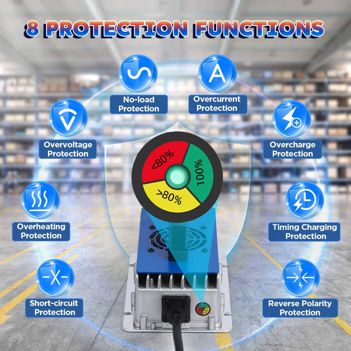 Forklift Battery Charger 24V 20A Trickle Charging Pallet Jack Battery Charger 24 Volt Forklift Charger with 16FT Cable for 24V Electric Pallet Jack, Stacker, Floor Scrubber, Scissor Lifter