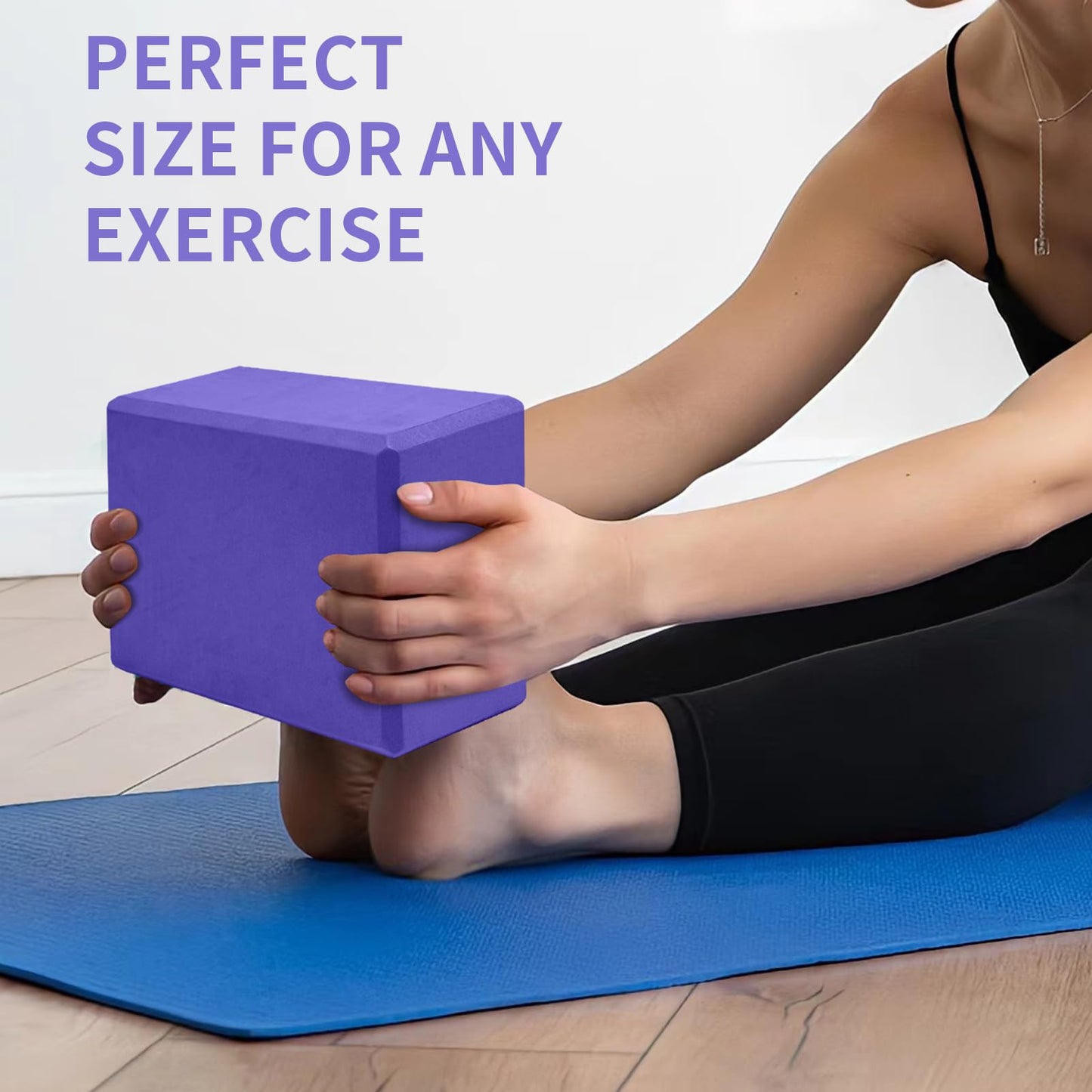 Yoga Block, Large Yoga Block 9x6x4 Inches, Sturdy Yoga Foam Blocks, High Density & Non Slip Surface for Yoga, Pilates & Stretching, Fitness Accessories for Stability & Balance (Violet)