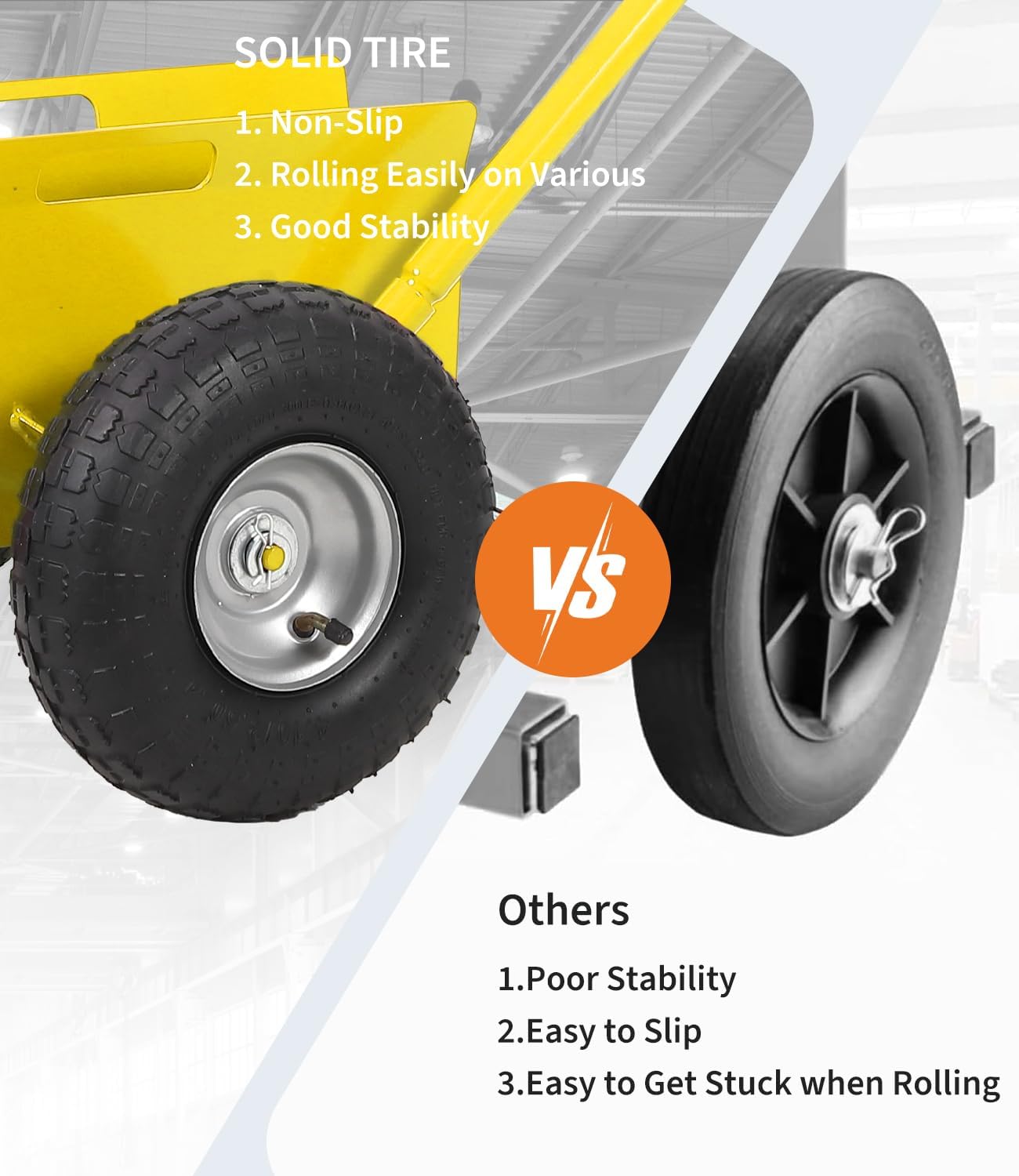 GlowSol Heavy Duty Panel Dolly - 660 lbs Capacity - Extended Handle - 10" Sturdy Rubber Wheels - Steel Trolley for Sheetrock, Plywood, Doors, Fences - Industrial Cart - 2PC Yellow