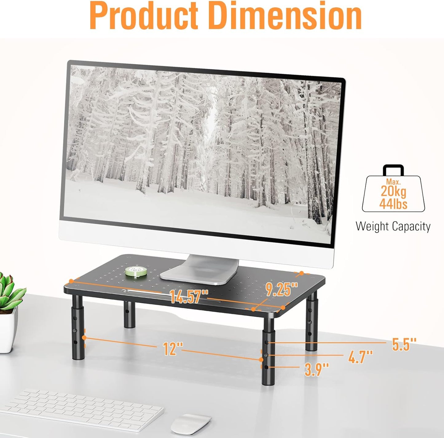 2 Pack 3 ELIVED Monitor Stand Riser - Height Adjustable Monitor Stand for Laptop, Computer, PC, Printer, Mesh Metal