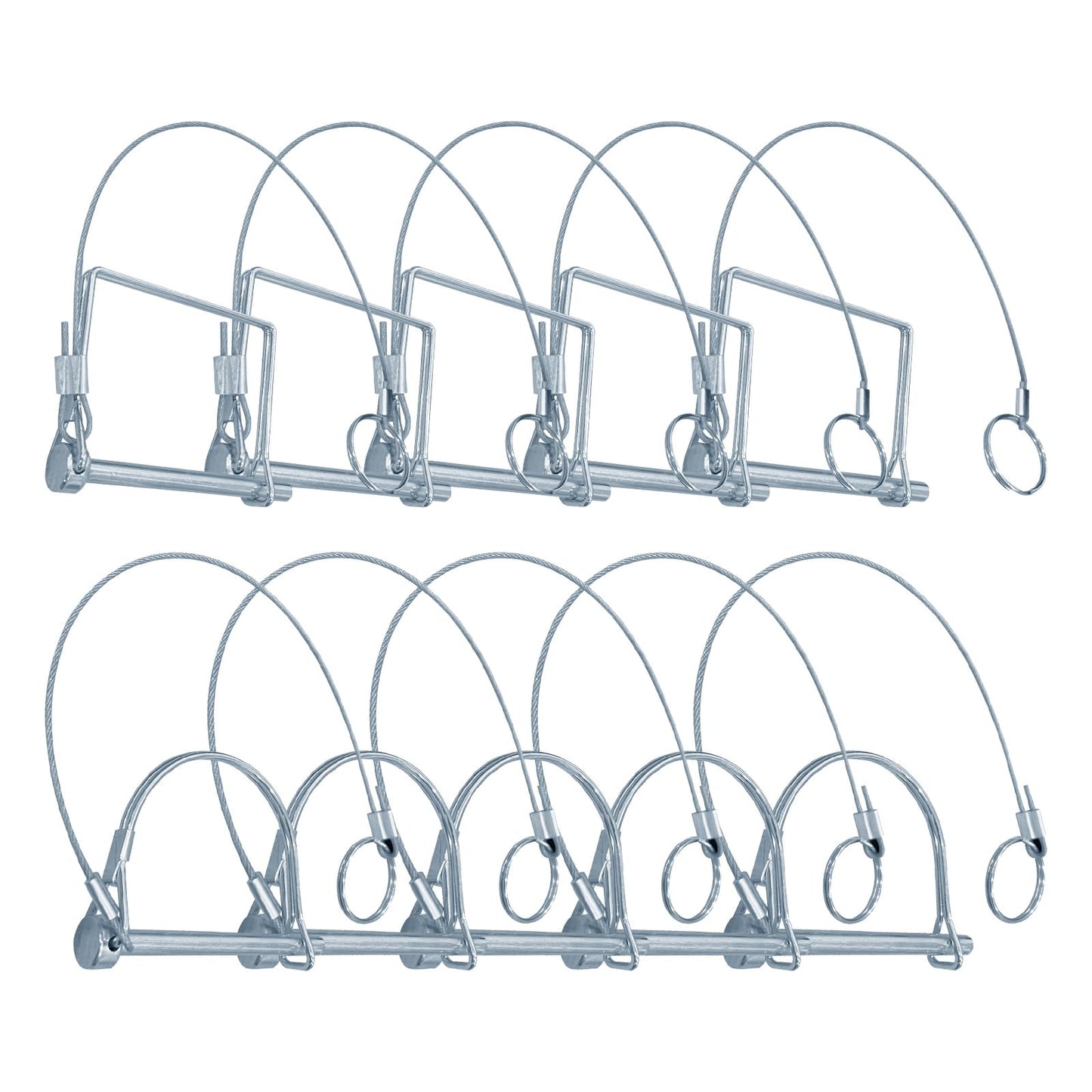 10 Pack Trailer Coupler Pin 1/4 Inch Diameter x 2-3/4-Inch Safety Coupler Pins with Extended Cord and Quick Release Ring, Wire Shaft Locking Pin for Farm Trailers Wagons Towing