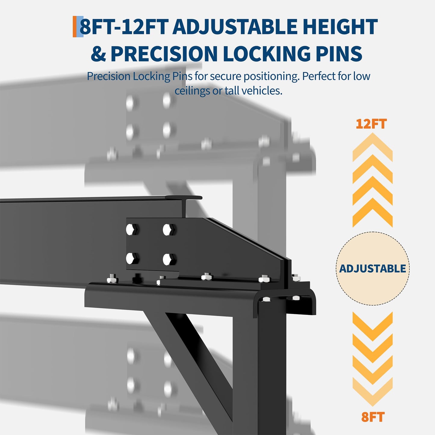 2 Ton Gantry Crane with Manual Trolley, Hook and Sling strap, 4400 LBS Steel I-Beam Hoist with 12 Adjustable Height Positions (97"–141"), Heavy Duty Shop Crane for Garage, Warehouse, Auto Repair & Con