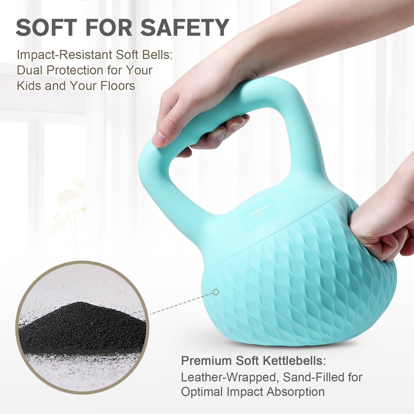 YIGUO Soft Kettlebell, 15lb Kettlebells Cushioned Impact-Resistant Base and Anti-Slip Grip, Strength Training Kettle Bell for Women and Men, Home Workout (Green)