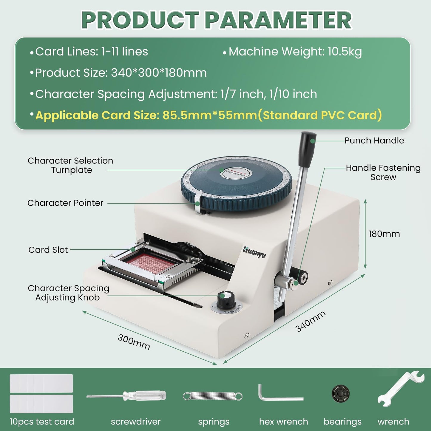 Huanyu PVC Card Embosser 68 Characters Manual Embossing Machine Credit ID VIP Code Gift Card Printer Letterpress Stamping Print Machine