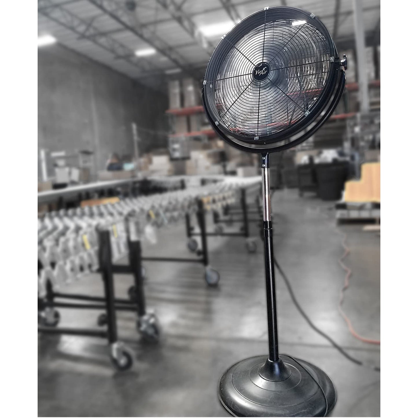 Vie Air 20" Industrial Heavy Duty Powerful and Quiet Metal High Velocity 360 Degree Tilting Pedistal Drum Fan