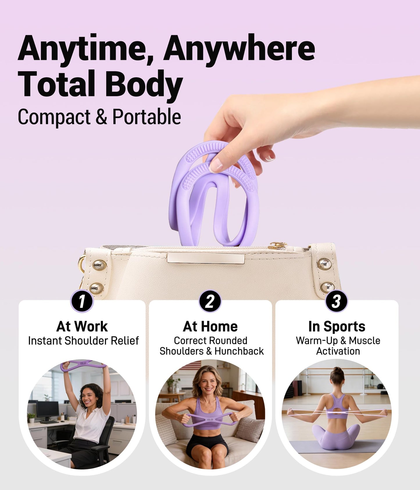 Figure 8 Resistance Bands for Women with User Manual, Upgraded Durable & Odorless Silicone for Arm Back Shoulder Yoga Pilates & Physical Therapy