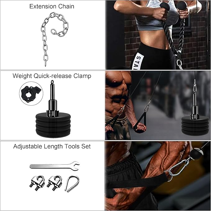 ASIEIT Weight Cable Pulley System for Home Gym, Durable Cable Pulley Attachments for Garage Gym, Upgraded Cable Machine for Fitness Enthusiast, Cable Pulley System Gym for Basement Gym Squat Rack