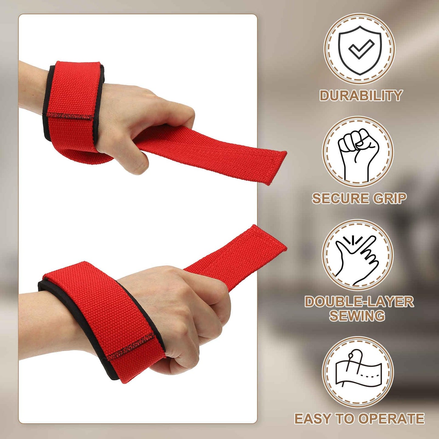 MECCANIXITY Lifting Straps Heavy Power Durable Cotton Lifting Wraps Weight Lifting Gym Wrist Straps for Weightlifting Powerlifting Deadlifting Strength Bodybuilding, Blue/Pink 2 Pair