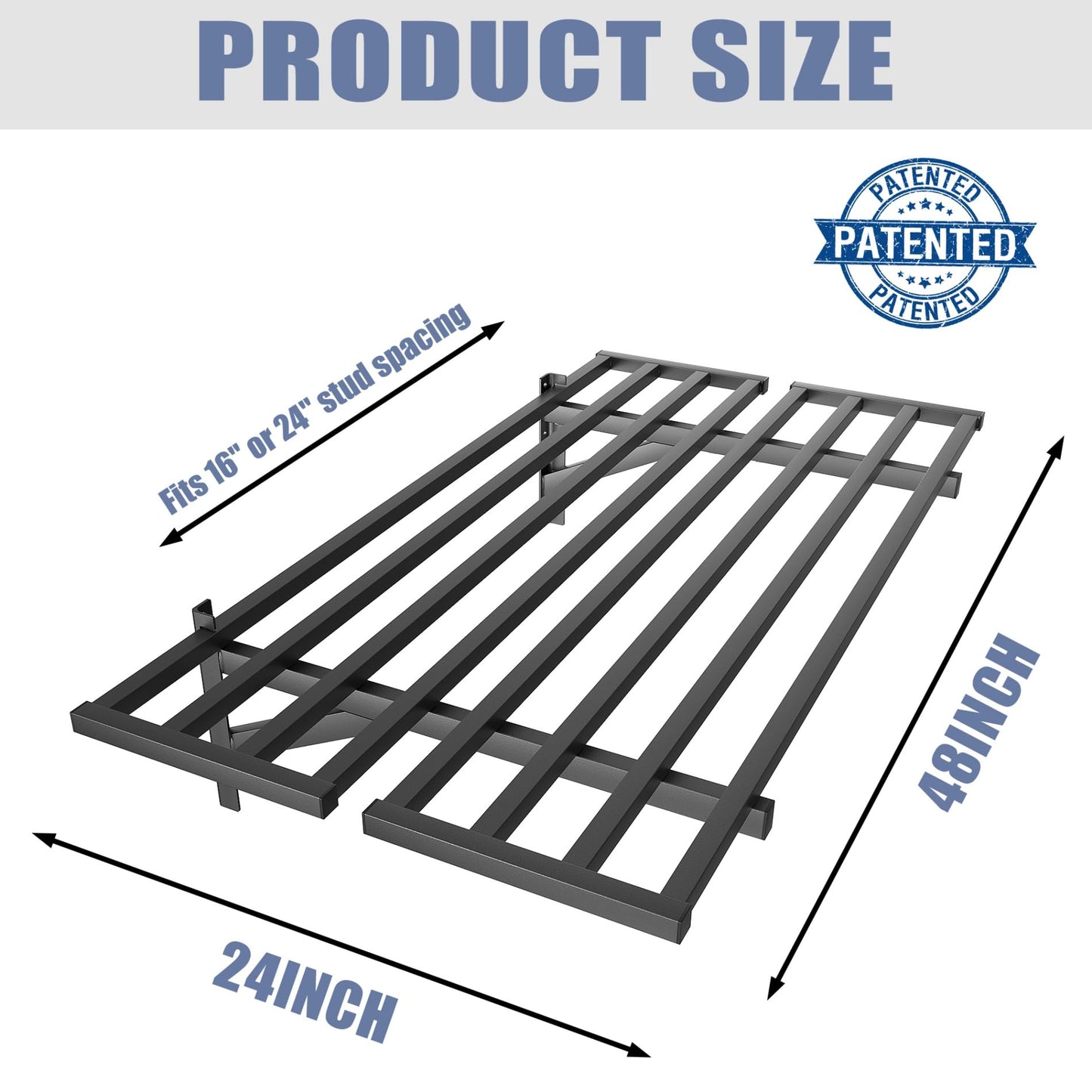 WALMANN 2 Pack Heavy Duty Wall Shelves, 2 ft x 4 ft Wall-Mounted Garage Storage Shelf, Floating Shelf, Hold 400 lbs/Shelf