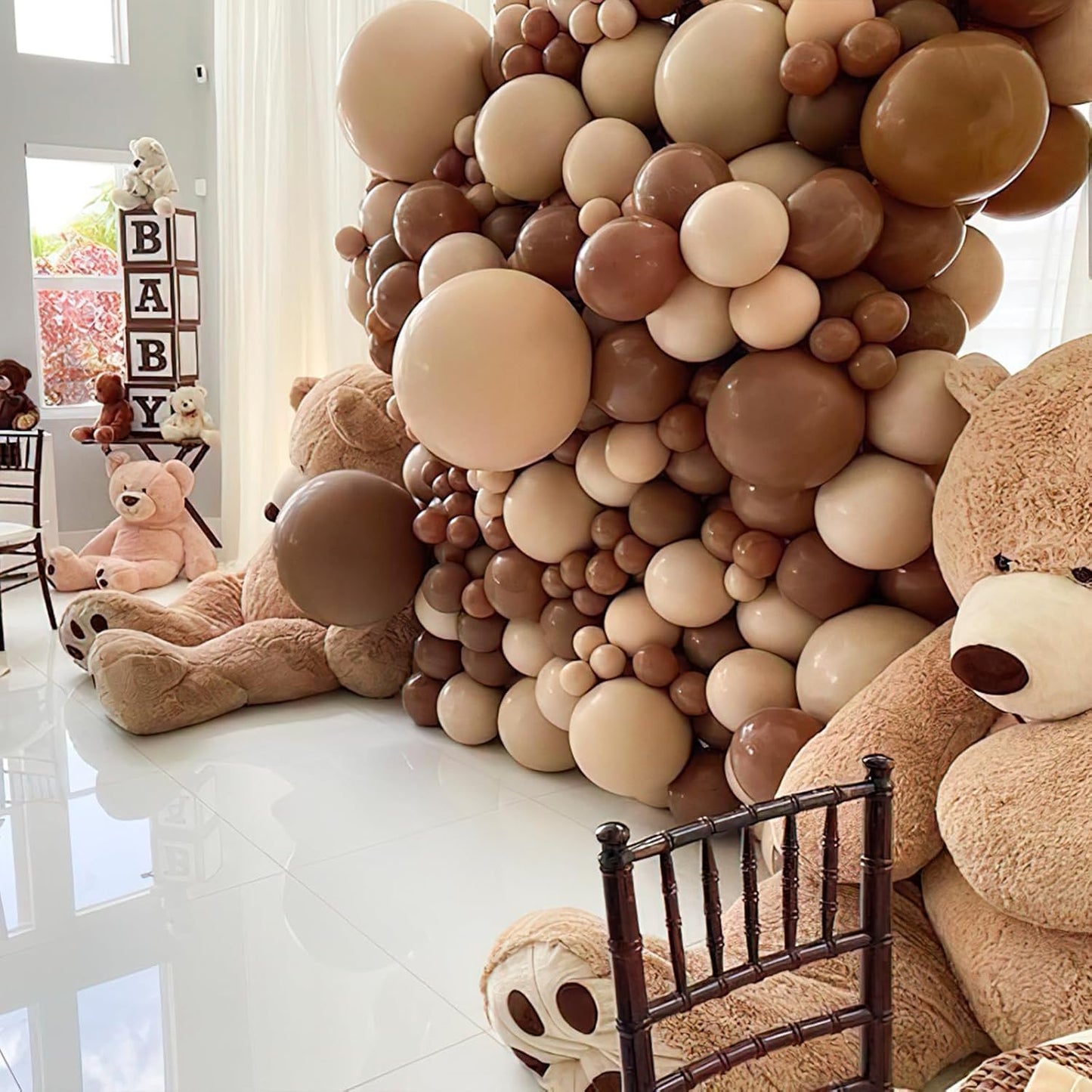 PartyWoo Brown Balloons - 100 Pcs Boho Neutral Coffee Balloon Arch Kit | 18", 12", 10", 5" Sizes for Weddings & Parties