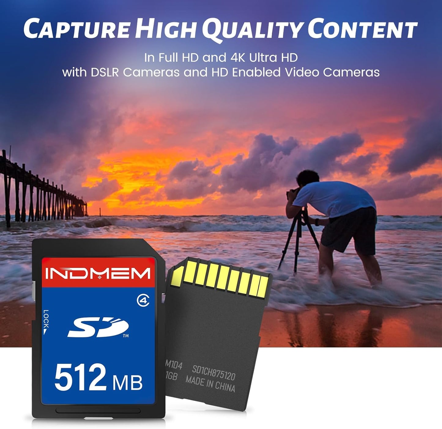 elecacc 512MB (5 Pack), U1 4 SD Card SD Flash Memory Cards UHS-I Class High-Speed Full HD Video Compatible with Digital