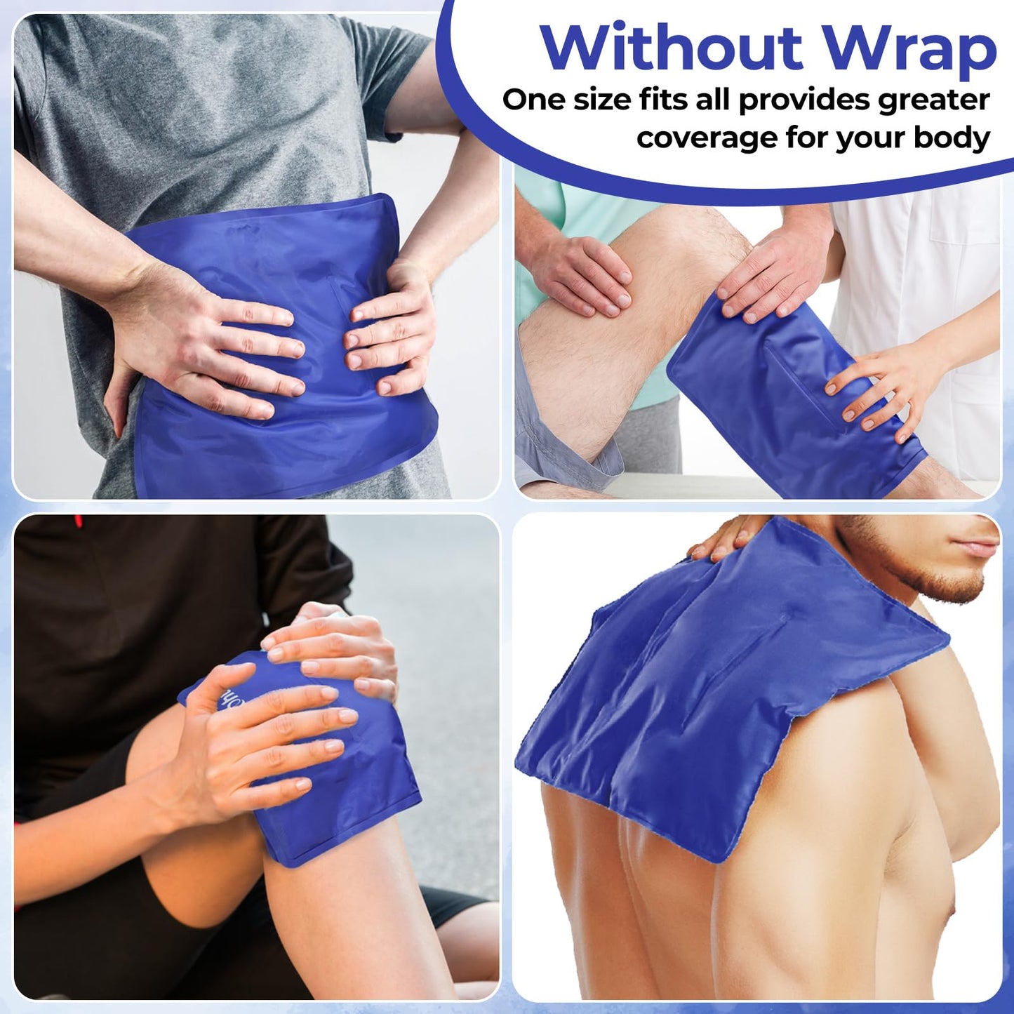 Ice Packs for Injuries 14" X 11": Ohuhu 2 Pack Hot Cold Gel Ice Pack X-Large Reusable Ice Packs with Wrap Flexible Pain Relief for Shoulder Legs Knee Back Hip Aches Injury Muscle Pain-Blue