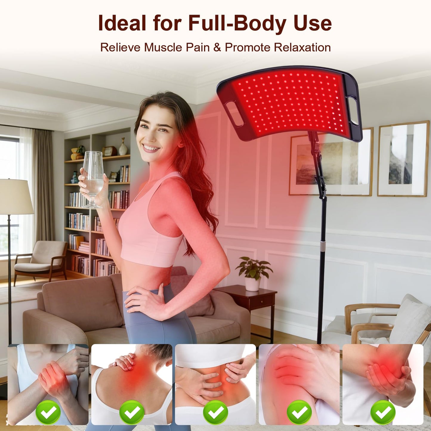 Red Light Therapy for Body and Face, Red Light Panel with 660nm & 850nm LEDs, Infrared Light Therapy Lamp with Adjustable Stand, Red Light-Therapy at Home with Eyes Protection Goggles