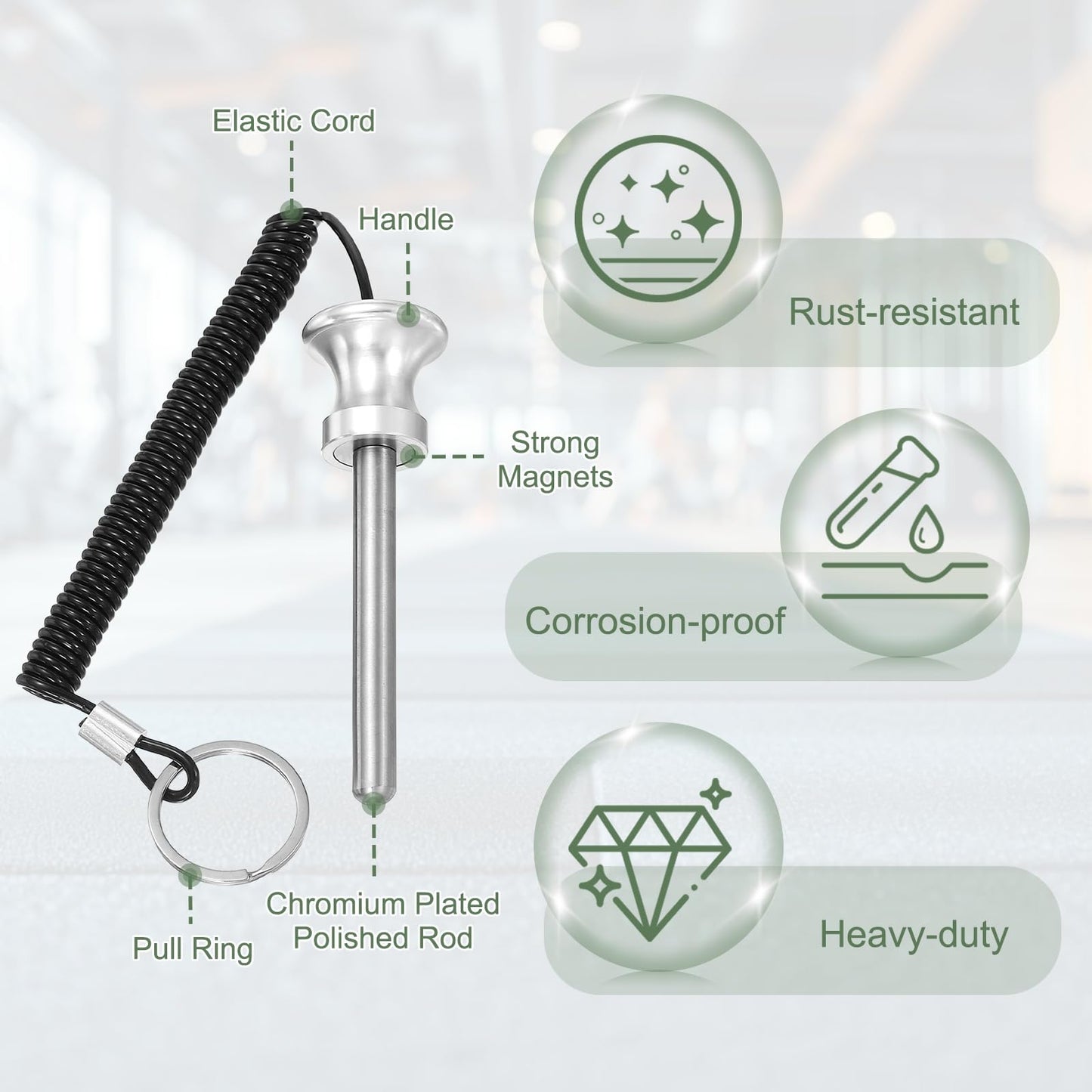 YELARXI Weight Stack Pin, Weight Gym Pin Strength Training Equipment Replacement with Pull Rope, 0.4 x 3.1 Inch Fit for Commercial Home Gym Club Machine Accessories (2 Pack, Silver)