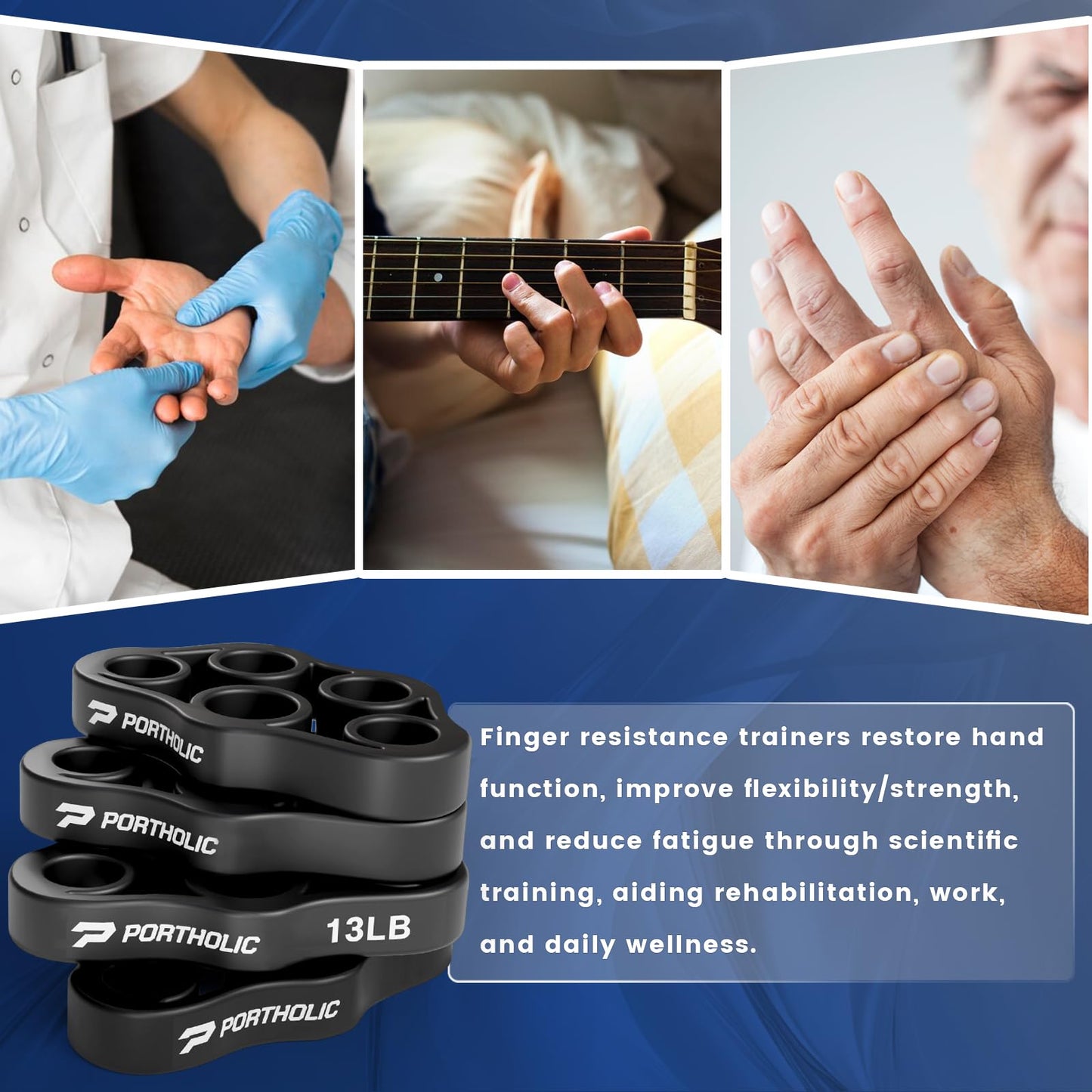 4 Pack Hand Exerciser Grip Strengthener, Finger Stretcher Hand Grip Resistance Bands Hand Strengthener Hand Strengthening Forearm Exerciser for Arthritis