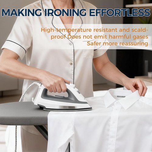 BEWISHOME Foldable Ironing Board - Compact Design with 7 Adjustable Heights & Safety Iron Rest | 43" x 13" Grey
