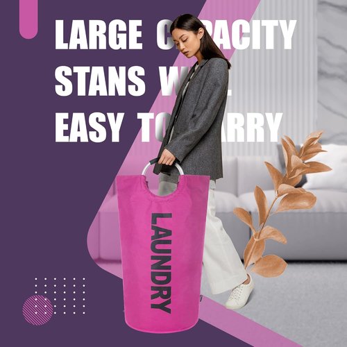 Caroeas 95L Pro Large Laundry Basket - Waterproof Hamper with Padded Handles | Collapsible & Sturdy Design (Purple)