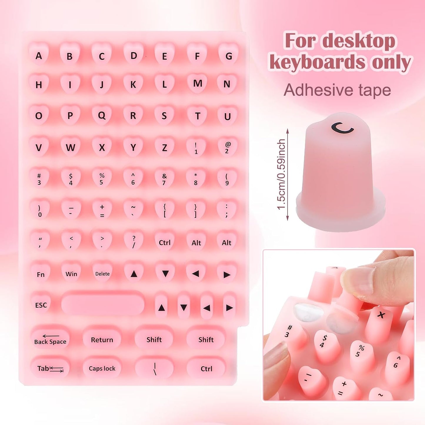 Kingdder 70 Pcs Raised Keyboard Stickers for Long Nails with Letters - Universal Raised Adhesive Nail Art Keyboard