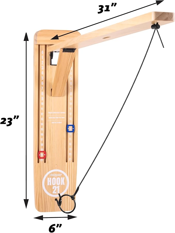 GoSports Hook 21 Wall Mounted Ring Swing Game with Foldable Arm - Play Indoors or Outdoors