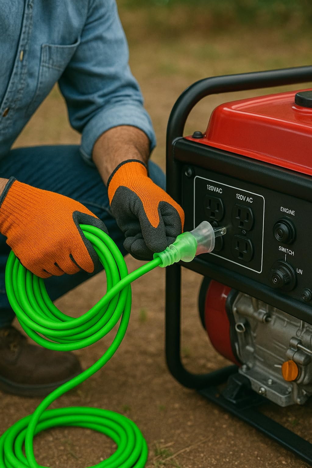 pizety 100 ft 10 Gauge Extension Cords 10 3 Contractor Grade 100 feet 10 Gauge Power Extension Cord 10/3 Plug Extension Cord with Lighted Ends (100 ft 10 Gauge Green Waterproof Extension Cord
