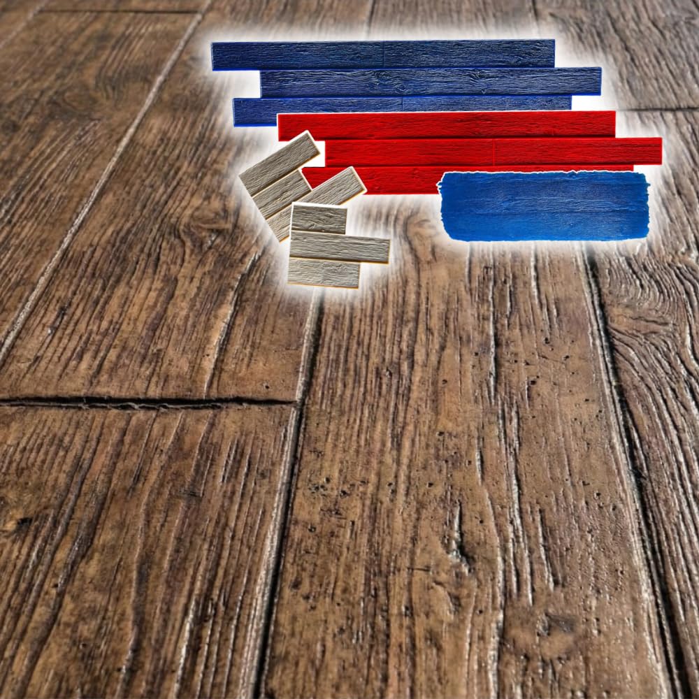 6" Wood Concrete Stamp Mats Set of 5 – Made in USA – Decorative Concrete Stamps with Wood Grain Texture – Create Realistic Patterns for Driveways and Patios – Durable Polyurethane 5500/S-5