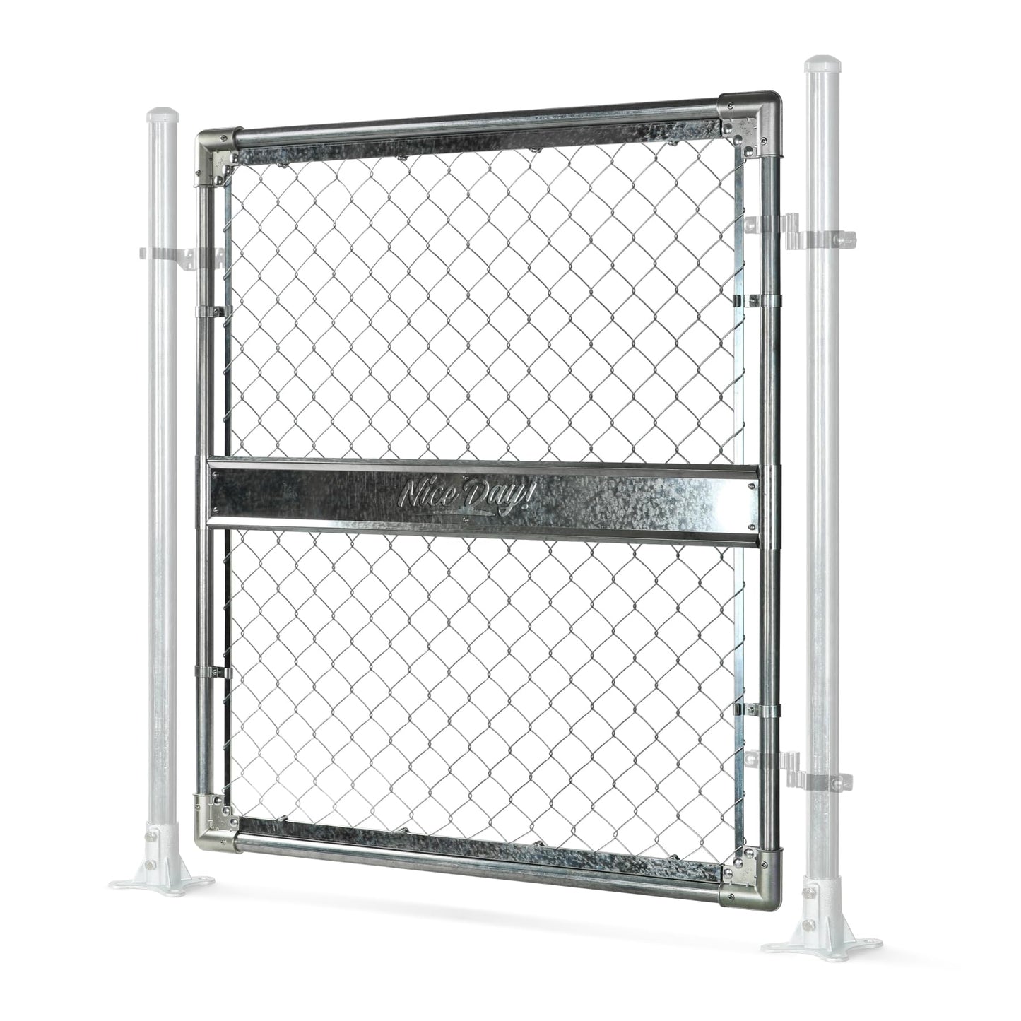 DooToo 4x4FT(43.3"W x 47.2"H) Heavy Duty Galvanized Steel Chain Link Gate, Durable Outdoor Fence Gate Easy Installation for Backyard丨Garden丨Pet Yard
