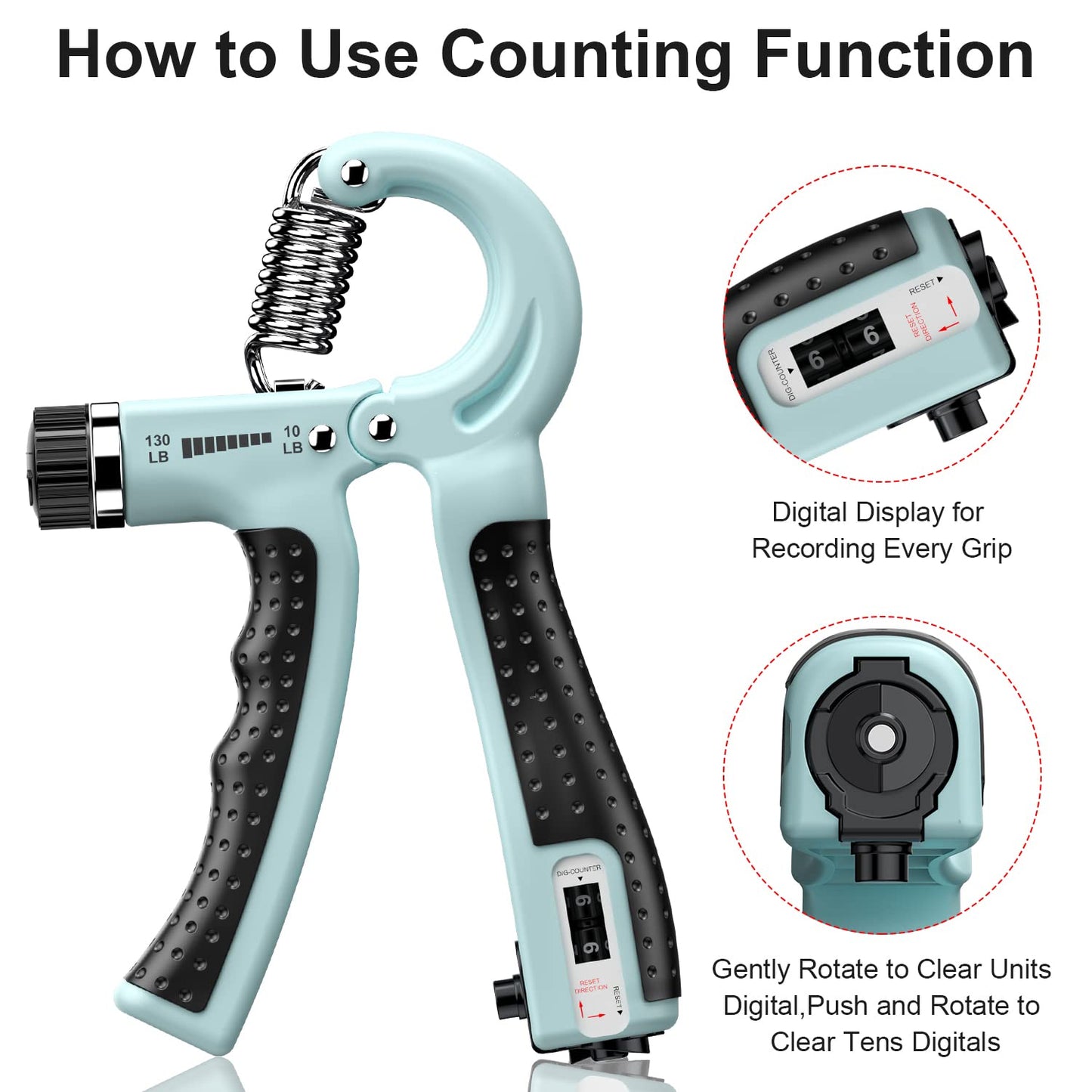 KDG Hand Grip Strengthener 2 Pack Adjustable Resistance 10-130 lbs Forearm Exerciser，Grip Strength Trainer for Muscle Building and Injury Recovery for Athletes