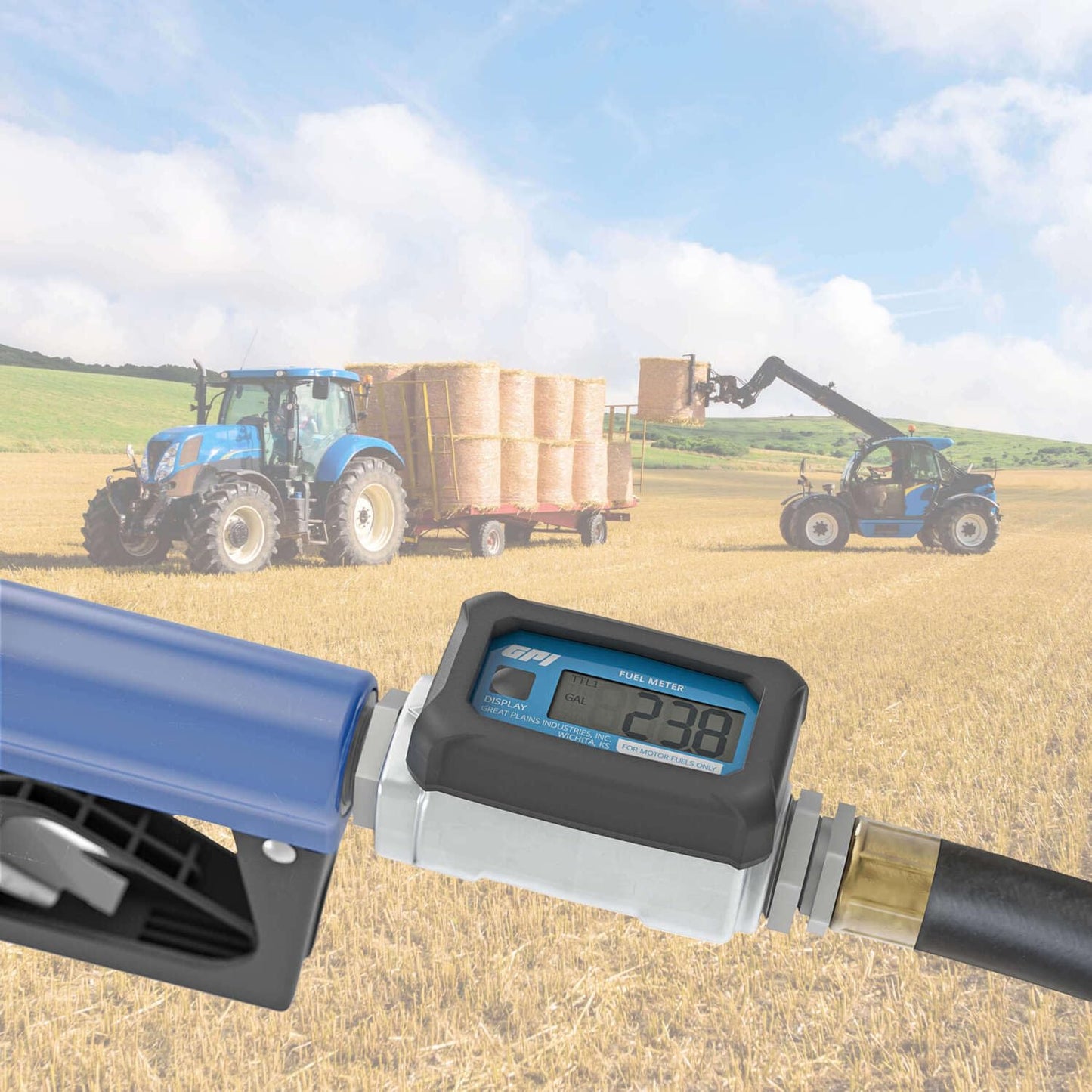 GPI - 01A Series Turbine Flow Meter for Fuel, Aluminum Body with Battery Powered Digital Display, 3-30 GPM (113255-1)