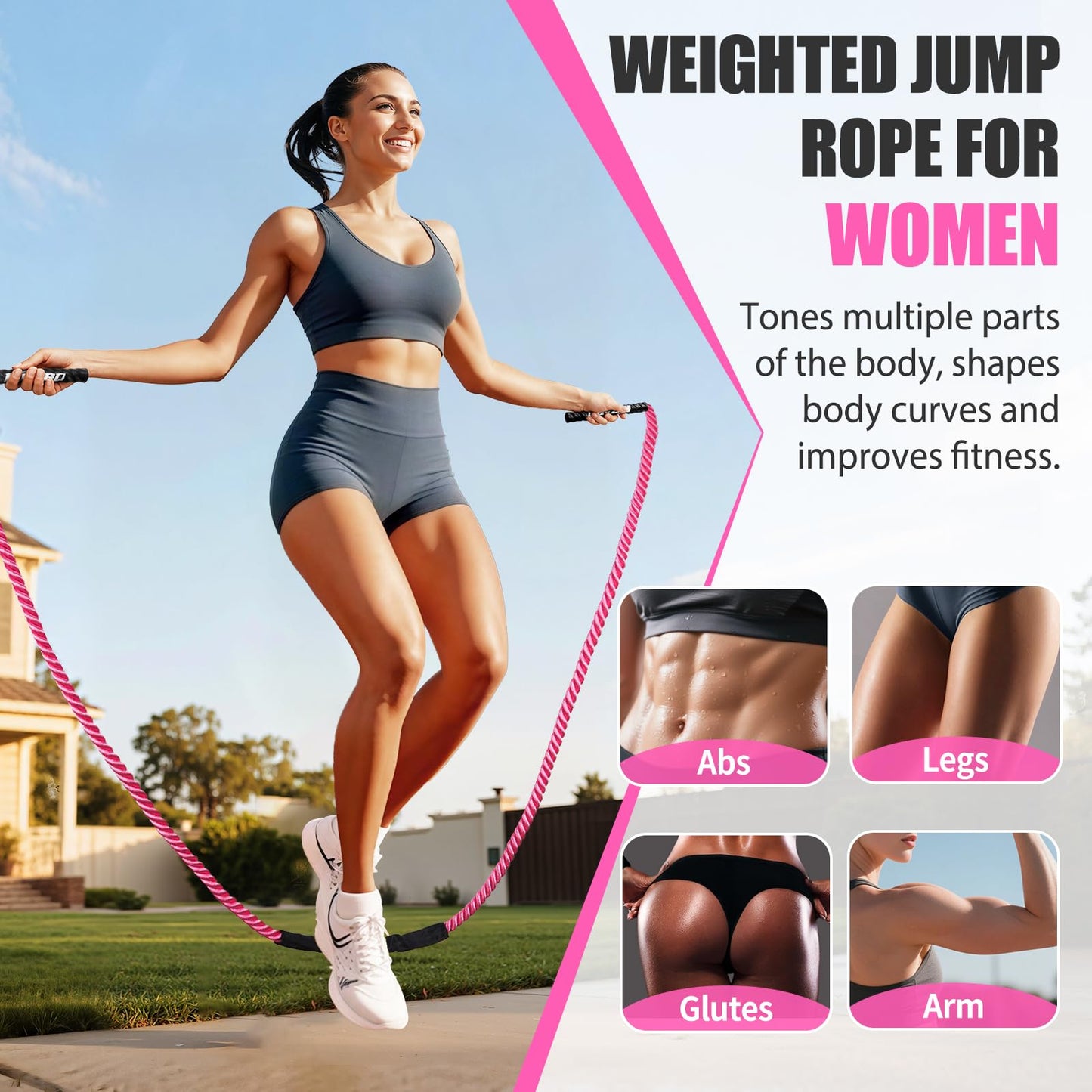 KUZARO Jump Rope, Weighted Jump Rope for Women, Heavy Jump Ropes for Fitness, Home Gym Exercise Equipment, Adult Skipping Rope for Strength Training, Weight Loss, Boxing Training,Total Body Workout Equipment