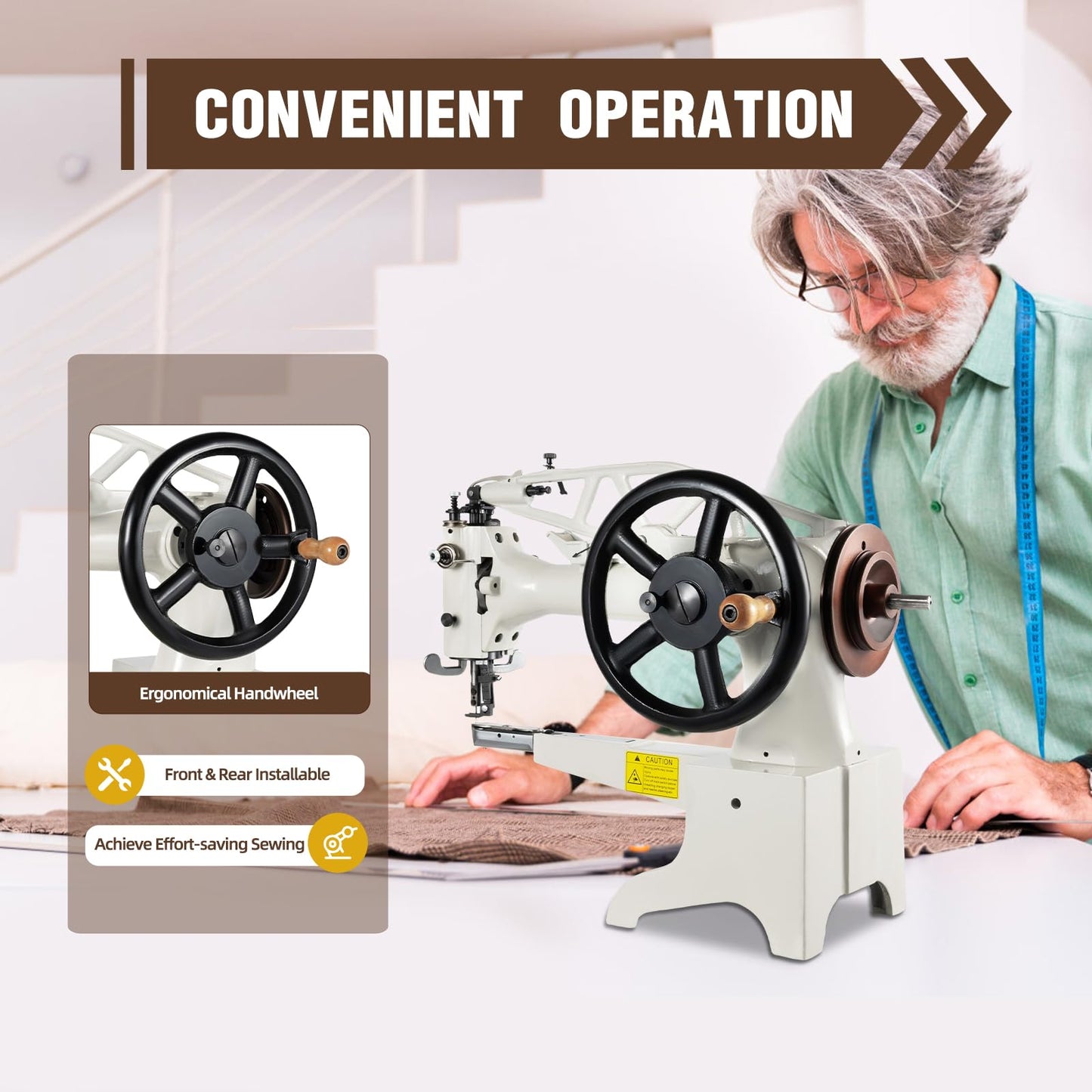 Leather Sewing Machine for Patch Repair - Hand Crank Industrial Double-Headed Needle Patcher for Boots, Slippers, and Canvas - Durable Sewing Equipment