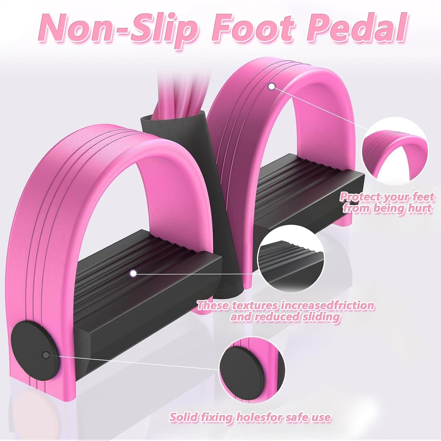 6-Tube Pedal Resistance Band for Women,Fixed High Resistance Foot Pedal Exerciser,Anti-Snap Home Gym Workout Equipment for Abdomen,Waist,Arm,Leg,Glutes,Full Body Toning & Strength Training (Pink)