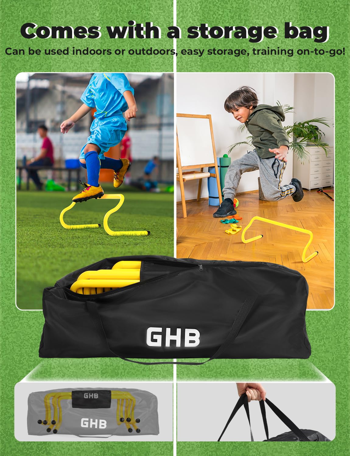 GHB 5 Pack 8" Agility Hurdles Speed Agility Training Hurdles, Detachable Sturdy Hurdles Training Equipment Set with Carry Bag for Kids,Athletes,Soccer,Basketball