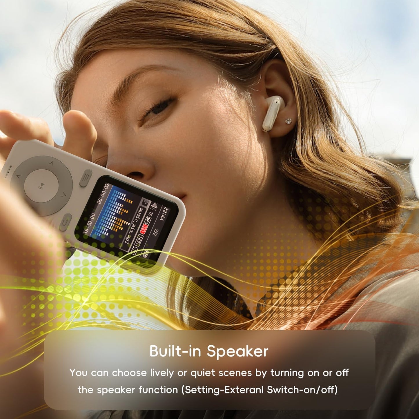 wiwoo 64GB MP3 MP3 128GB(Earbuds Player with Bluetooth,Portable HiFi Lossless Sound Bluetooth Player with Speaker,Voice
