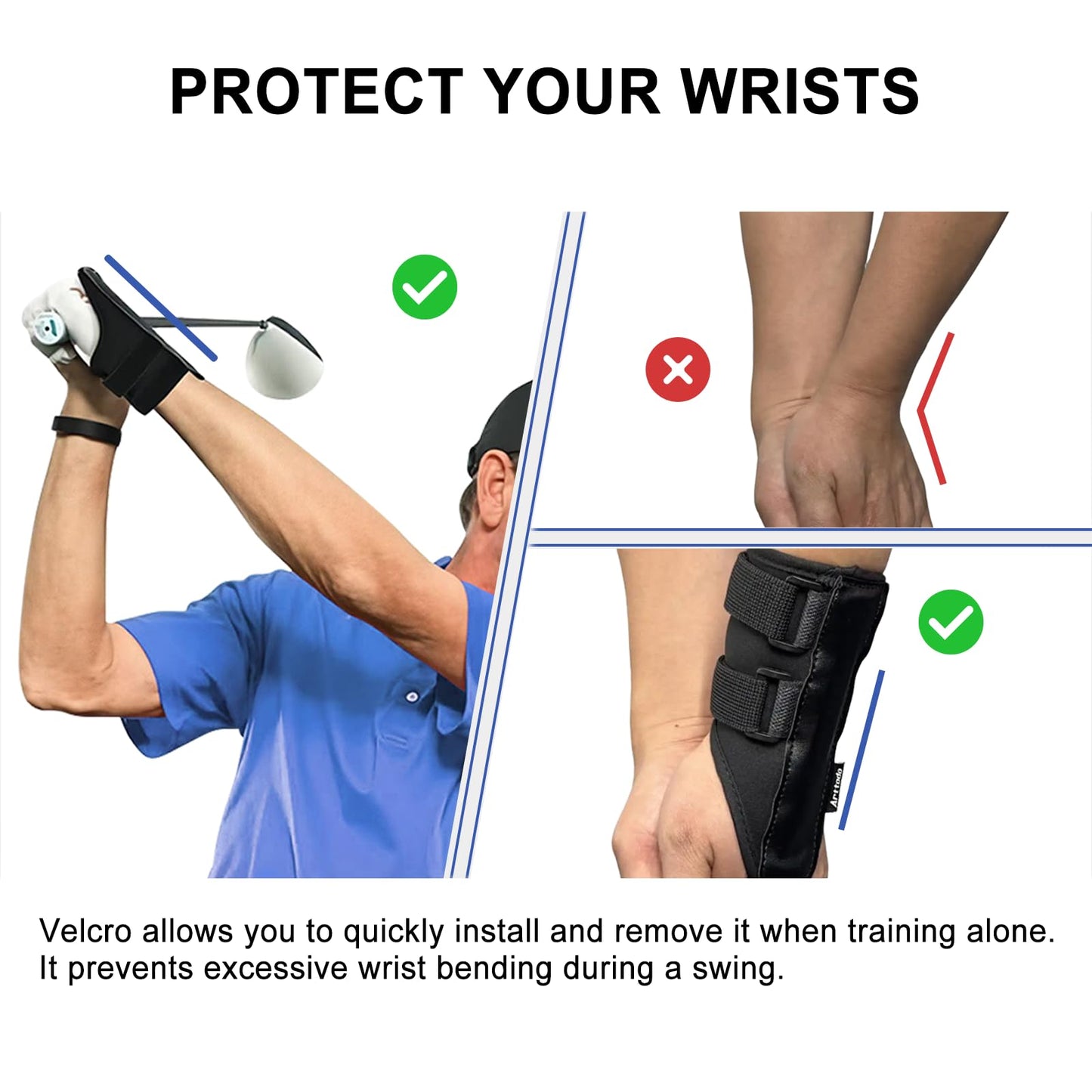 Arttodo Golf Training Kit with Arm Band & Wrist Strap, Golf Swing Training Aid to Correct Wrist Angle and Develop Muscle Memory for Beginner Golfers